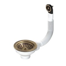 Piletta bronzo Ø114 per lavello foro Ø90 con troppo pieno tondo L.B. PLAST D670-