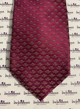 DAKS Maroon Dragonfly Pattern Design Silk Neck Tie 3.25”(New Without Tags)