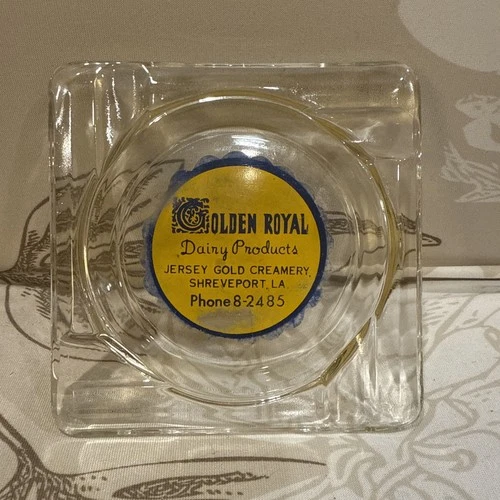 Rare Golden Royal Dairy Products Jersey Gold Creamery Advertising Glass Ashtray