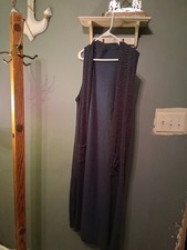 Agnes  DORA LONG NO SLEEVE CARDIGAN WITH POCKETS XS/S NAVY BLUE