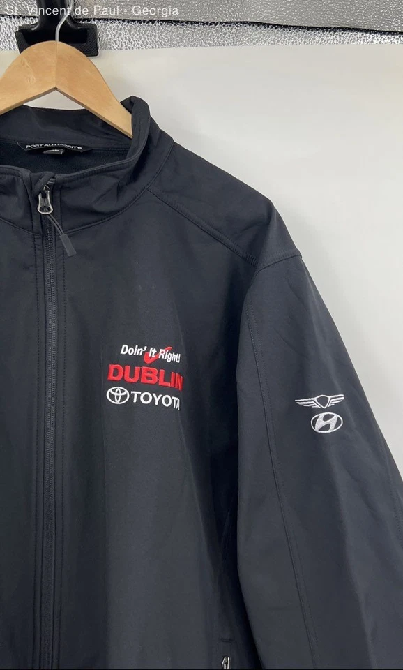 Port Authority Black Fleece Lined Full Zip Toyota Softshell Jacket Mens 2XL Cars - Image 2 of 4