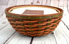 LONGABERGER 2008 Green Buffet Basket Combo Set - Fabric Liner, Plastic Liner Lid