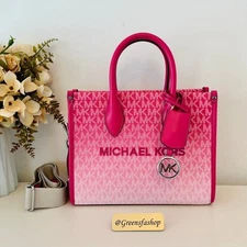 NWT Michael Kors Mirella SM Ombré Signature Logo Crossbody Bag Dragonfruit MK