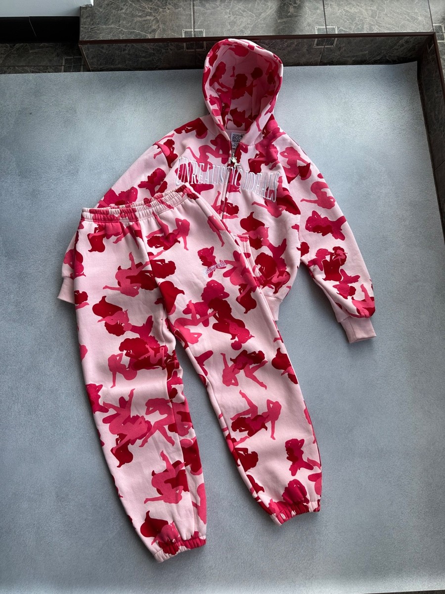 Named Collective Unrealistic Ideals Pink Camo Zip Hoodie Sweatpants Set  Women’