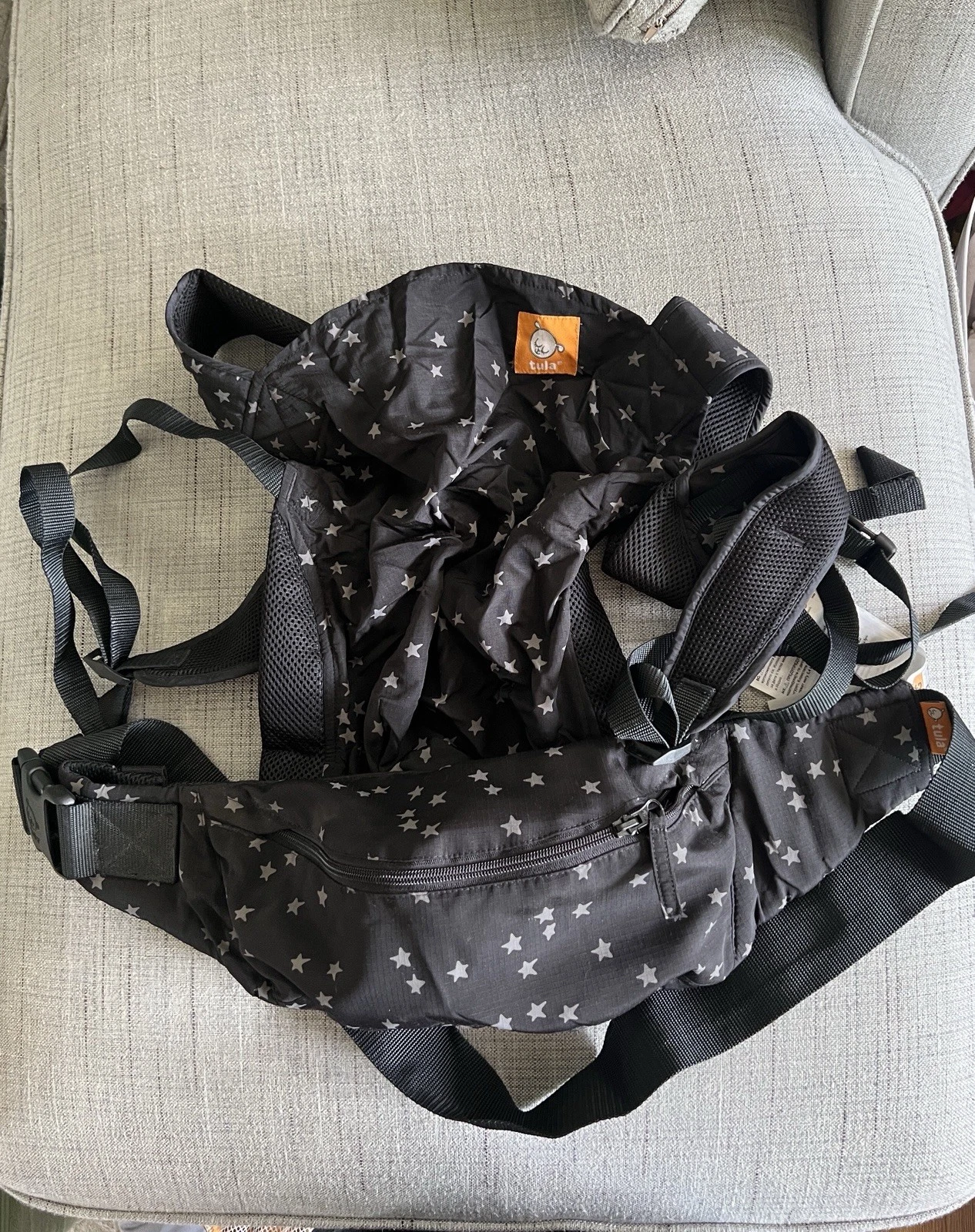 Tula Baby Lite Carrier Discover Adjustable 12-30 Lbs. Black Gray Stars TBCT3G59