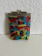 CATHAYANA Card Holder RFID Protection 10 Slot Kiss Clasp Silk Block Pattern