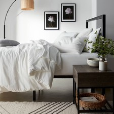 Twin/Twin Extra Long Cotton Woven Stripe Duvet Cover & Sham Set White/Light