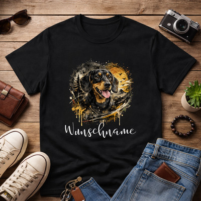 Personalised Dachshund T-Shirt | Desired Name | Teckel Nature Design S-5XL