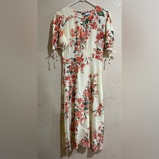 Faithfull the Brand Brida Magnolia yellow floral Midi Dress NEW MEDIUM