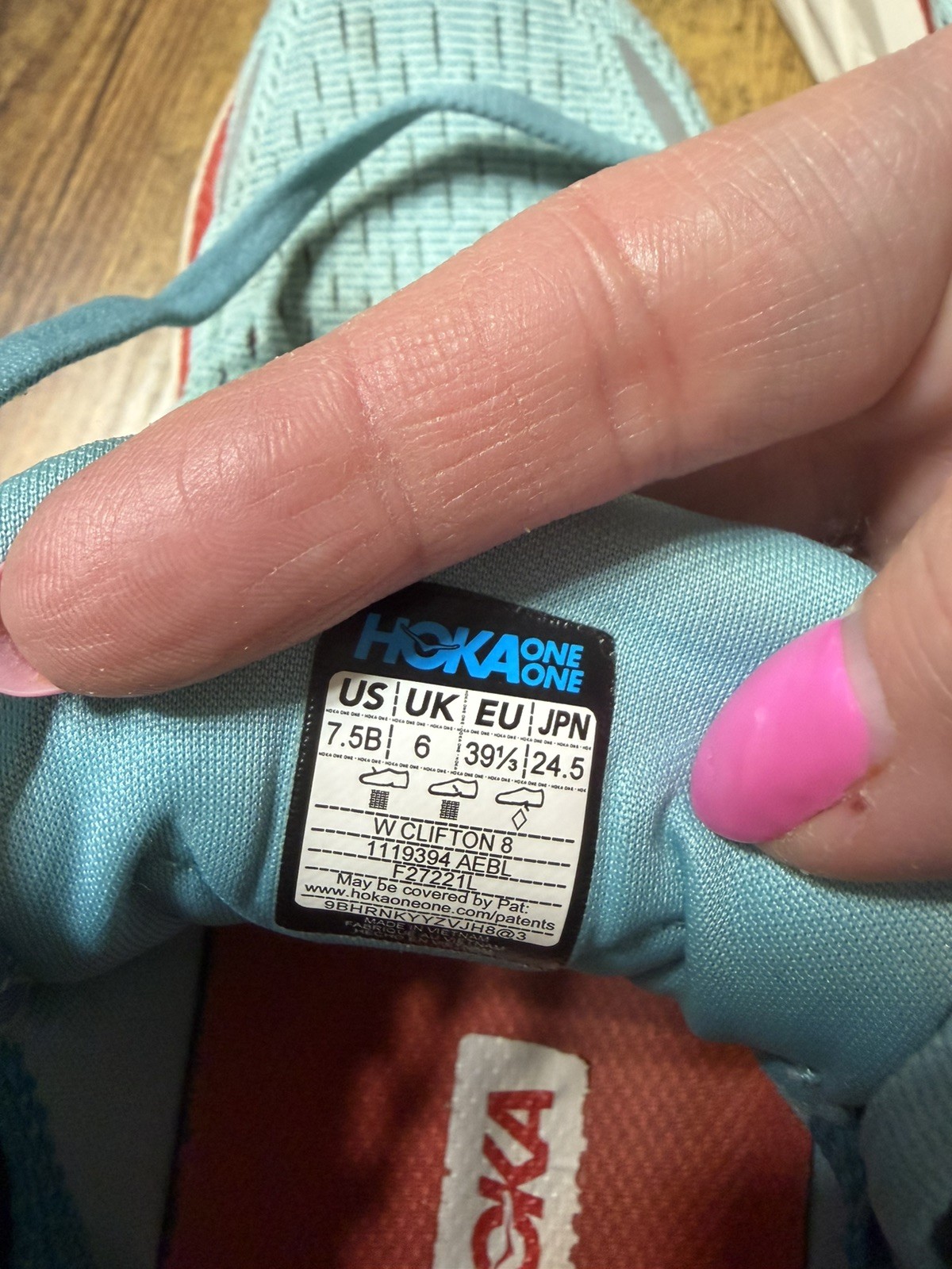 Hoka One One Clifton 8 Running Shoes Womens 7.5B Blue Comfort Athletic  thumbnail 6