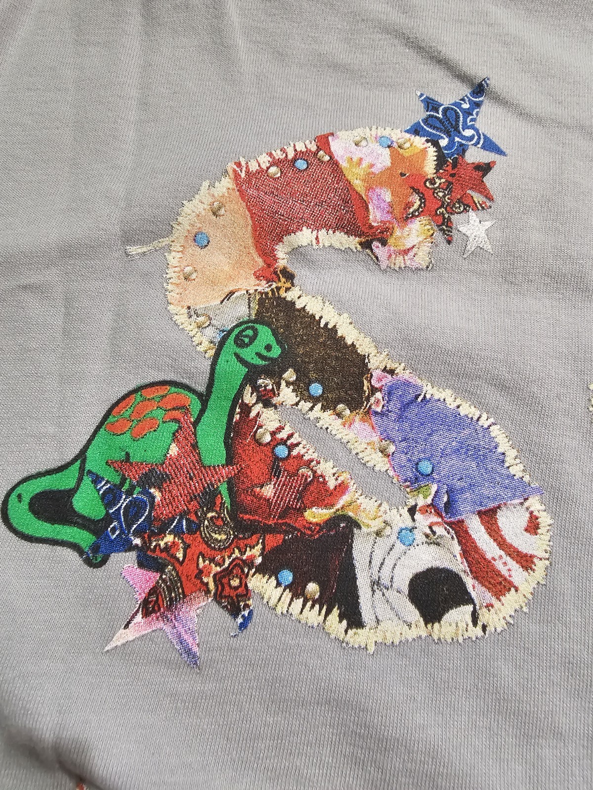 Authentic Supreme T Shirt Patchwork Tee Grey Size… - image 6