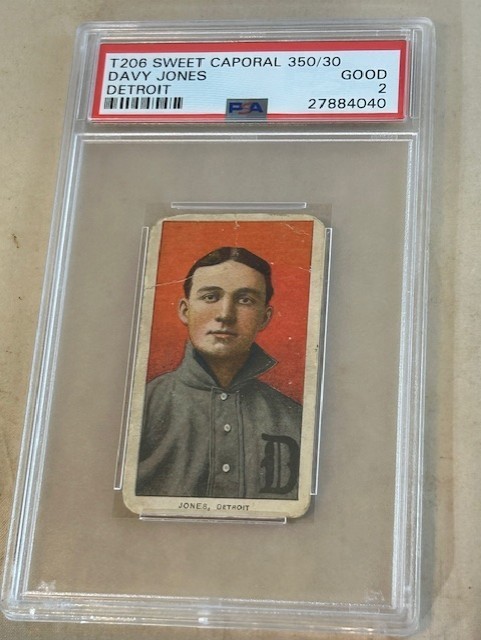 1909-11 T206 SWEET CAPORAL DAVY JONES PSA GOOD 2 DETROIT BASEBALL CARD.