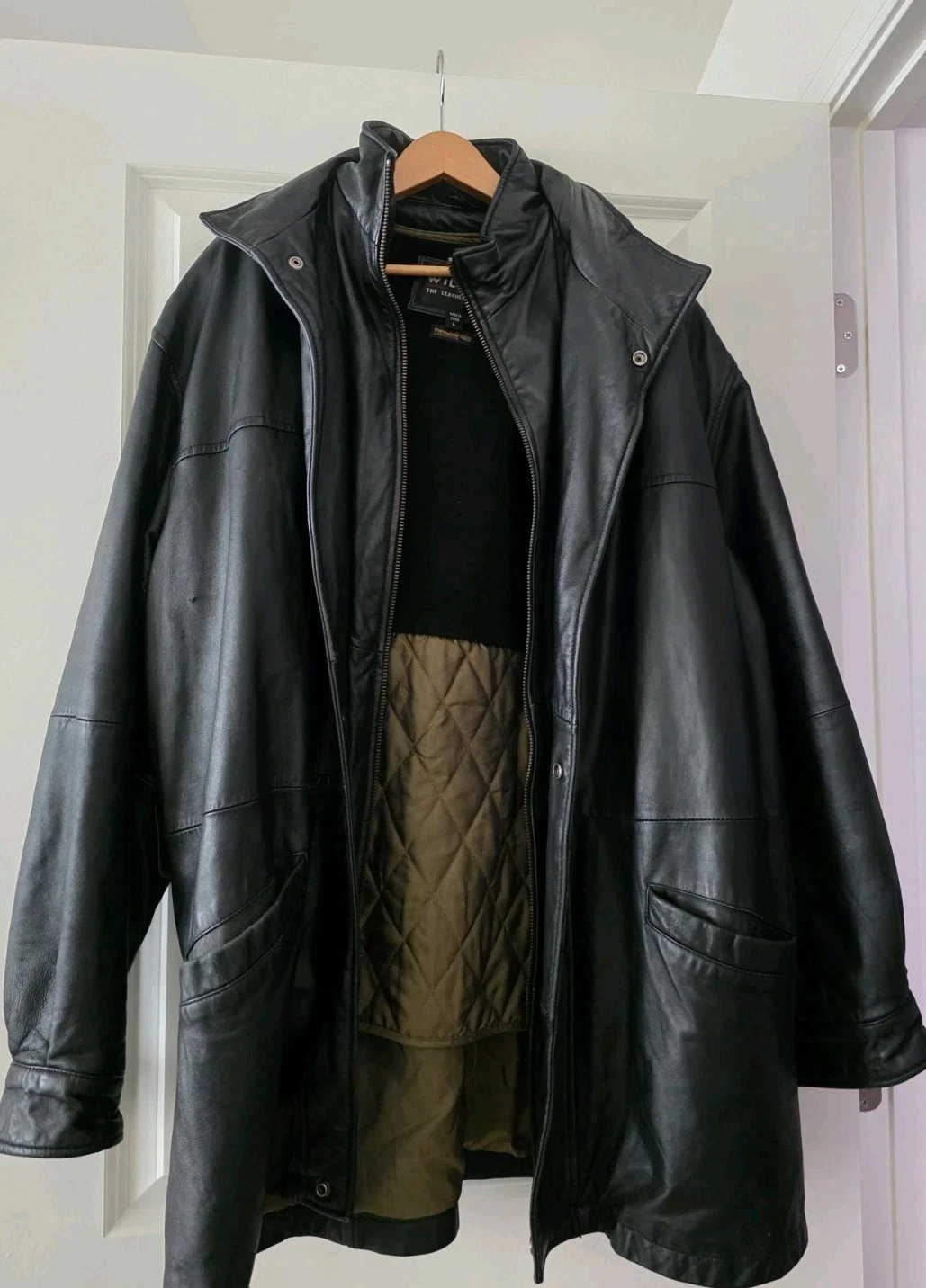 Wilson Leather “Thinsulate” Thermal Insulation Leather Jacket Mens L Black