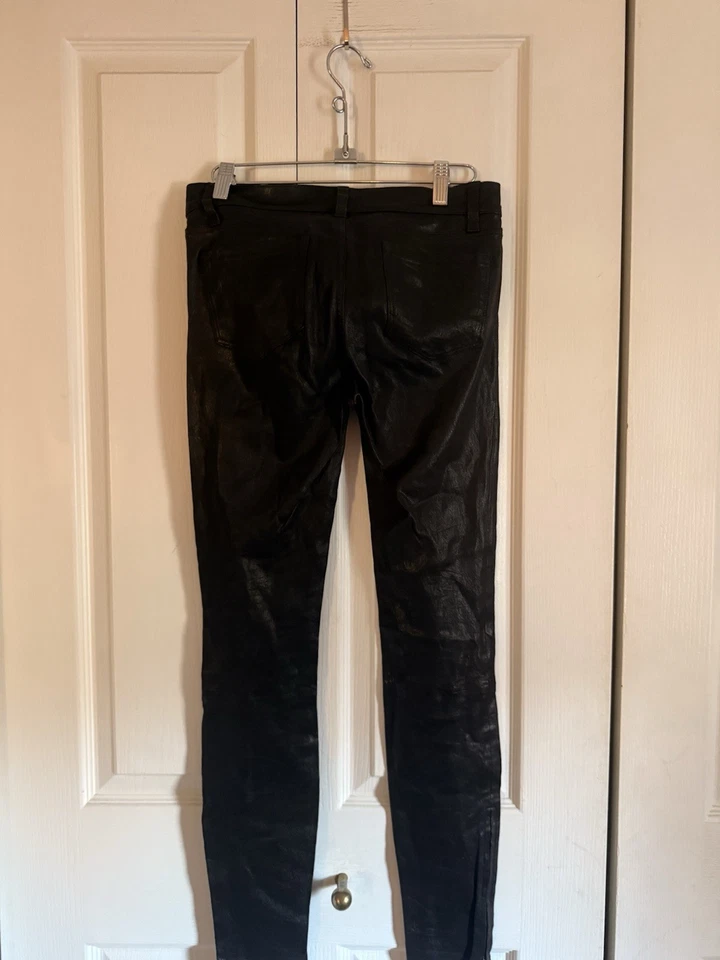 Leggings de cuero de cordero "súper ajustados" marca J negro talla 26 Foto 3 de 4
