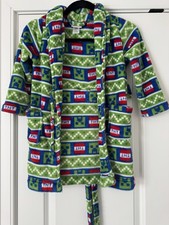 Minecraft Creeper TNT Block Fleece Green Bathrobe Pajama Cover Robe Size 6