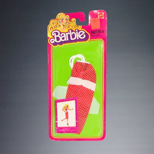 VINTAGE 1978 MATTEL BARBIE RED + WHITE POLKA DOT DRESS #1465 NEW IN PACKAGE
