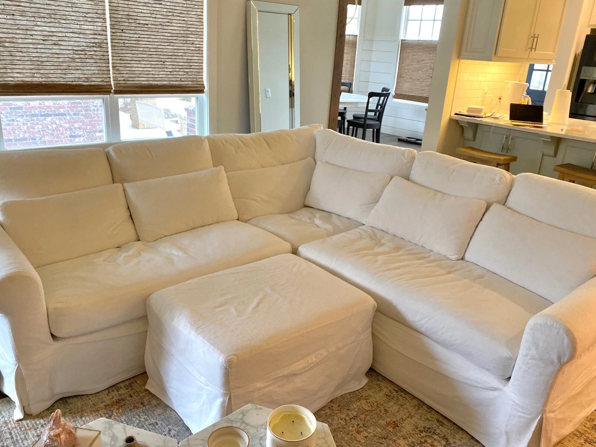 POTTERY BARN SLIPCOVER ONLY York Roll Arm DEEP sectional Ottoman