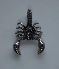 XXL SOLID STEEL HEAVY DUTY Scorpion Necklace SILVER Pendant Biker Rocker Gothic