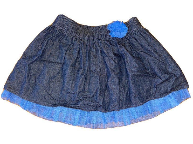 Girls Cherokee  Jean Skirt With Flower& Lace Ruffle- Size S 6/6X