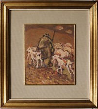 Tancredi MUCHETTI - Pastore olio su masonite anni 60 - pittore Desenzano Brescia