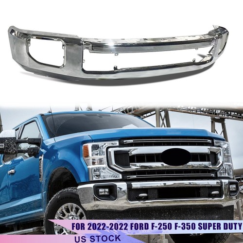 1-Piece Steel For 2020-2022 Ford F250 F350 Chrome Front Bumper Face Bar w/ Fog