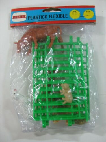 VINTAGE NOVOLINEA COMANSI FARM ANIMALS WITH FENCE.NEW IN BLISTER.-
