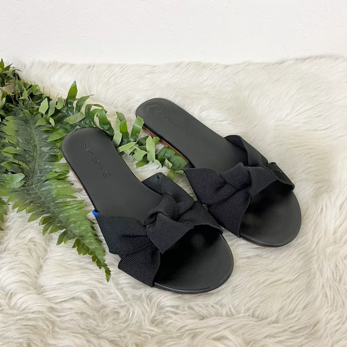 Rothy s The Knot Black Sandals Slides Womens Size 7.5 eBay