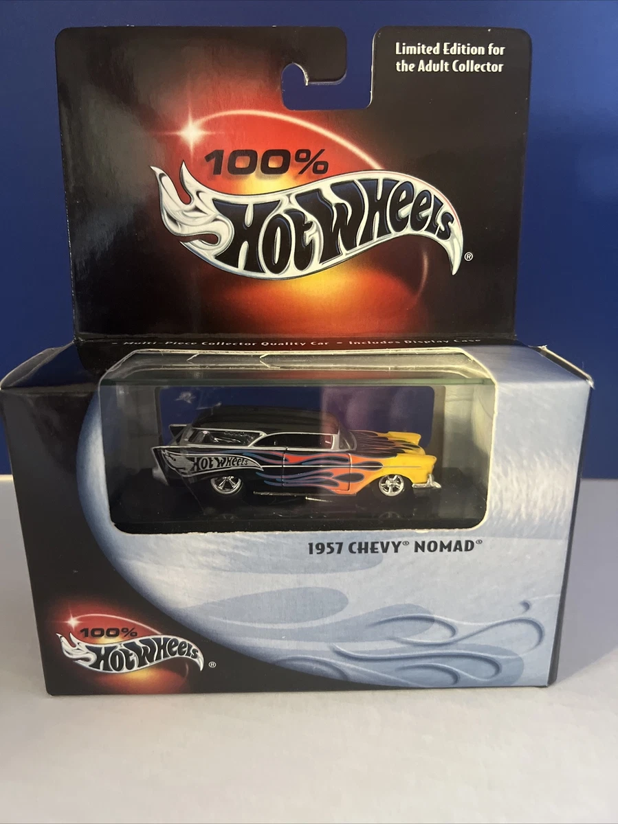 2000 100% HOT WHEELS LIMITED EDITION - 1957 CHEVY NOMAD BLACK WITH FLAMES 1/64