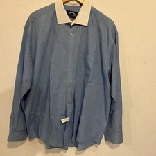 Vintage Chemisier Laurent Dobernais White Collar Blue Dress Shirt Men’s Size XL