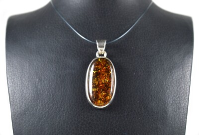 Ciondolo In Ambra Baltica Naturale, Collana In Ambra Color Cognac - Foto 5