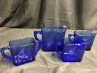 Vintage Depression Glass Hazel Atlas Cobalt Blue Chevron Creamer & Sugar PLUS