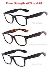 Retro Square Clear Lens Reading Glasses Spring Hinges Temple from +0.75 to +6.00