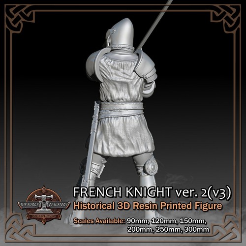 French Knight 2 (v3) - 3D Resin Printed Figure Model Kit - Scale 90mm to 300mm - 第 3/13 張圖片