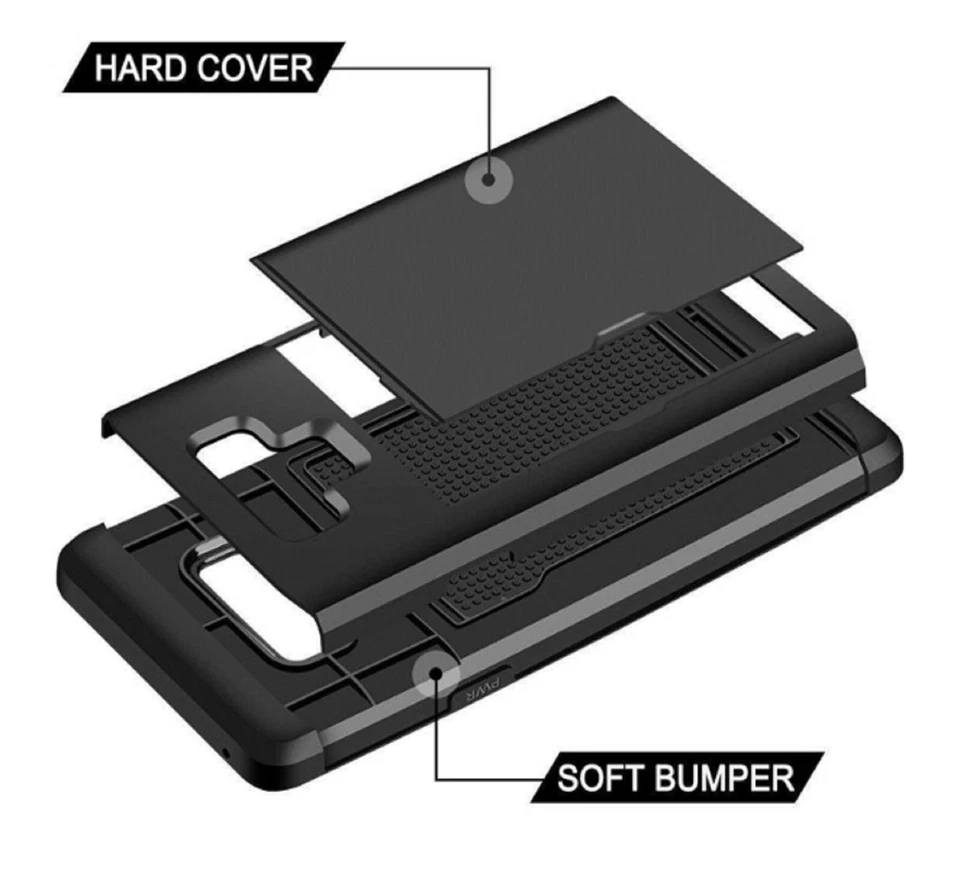 For Galaxy S10 S9 S8 Note Plus Edge Card Slot Holder Wallet Shock Proof Case - Image 4 of 4
