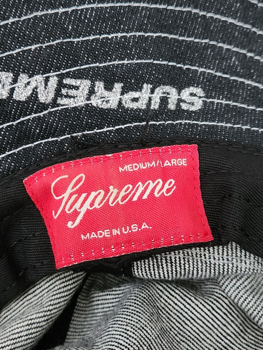 SS17 Supreme Denim Logo Boonie Bucket hat M/L Crusher Black