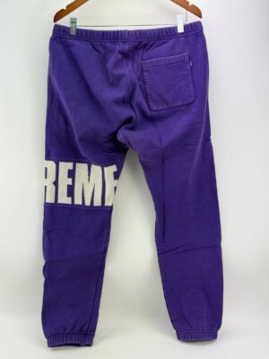 Supreme Mens Purple FW20 Rib Sweatpants Joggers Logo Size M | eBay