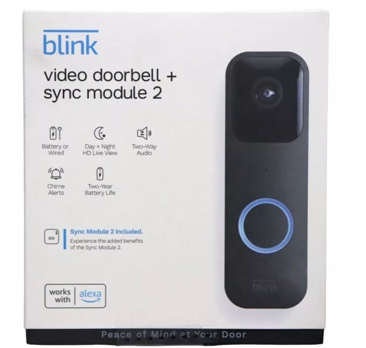 Blink Video Doorbell + Sync Module 2 Open Box Unused!-image