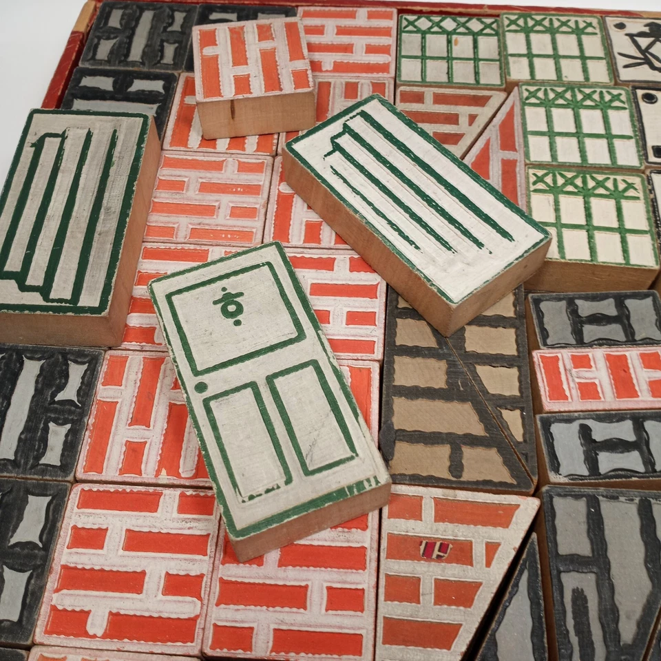 Architectural Childs Wooden Building Block Set 97 Pieces Reverse Views Vintage - Image 4 of 4