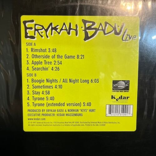 LP de vinilo en vivo 1997 de Erykah Badu disco universal - Imagen 1 de 2