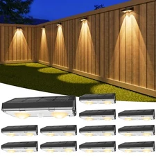 Solar Fence Lights 12 Pack Solar Powered Fence Lights Outdoor with Warm White...