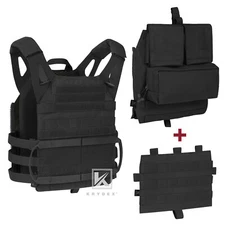 KRYDEX 2.0 Plate Carrier Tactical Armor Jump Vest & Zip-on Back Pack Black