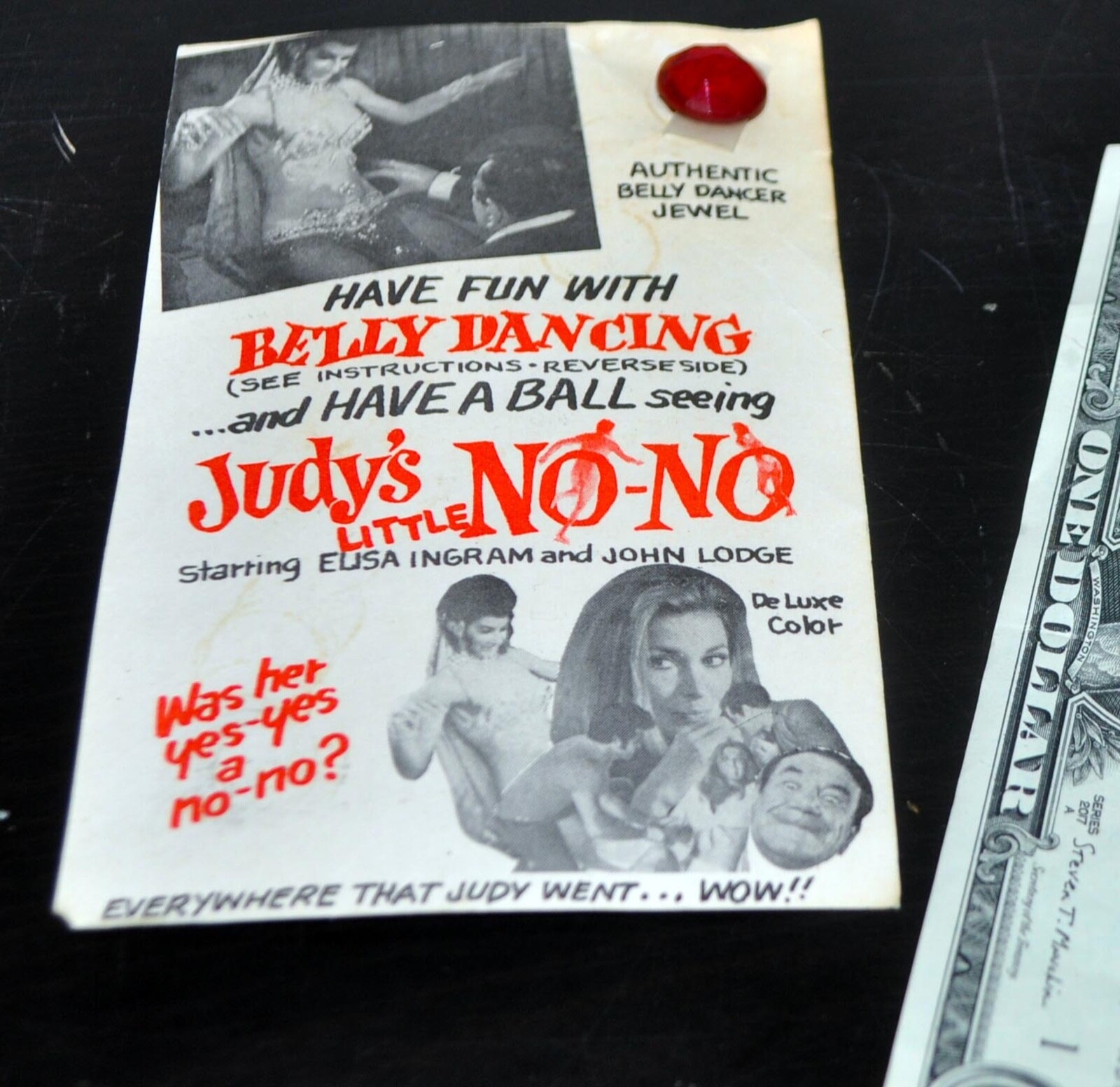 JUDY'S LITTLE NO-NO Rare 1969 Sexploitation Movie Promo Card w/"authentic jewel"