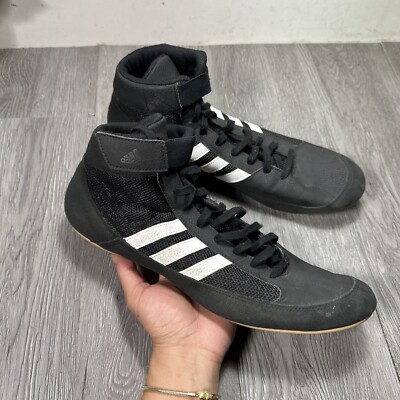 Adidas HVC Black Wrestling Combat Shoes MMA Black White AQ3325 Mens Size  14