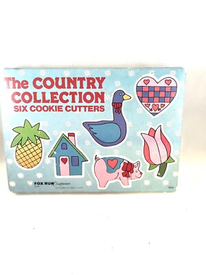 VTG Set of 6 Metal Cookie Cutters Country Collection NOS Fox Run co 1987