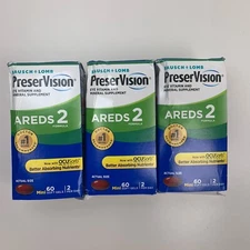 3 PACK Bausch+Lomb PreserVision Eye Vitamin AREDS2 180 Total SoftGels Exp 03/26