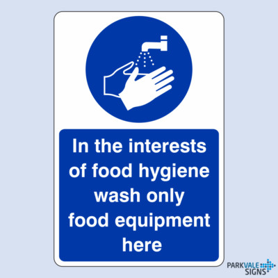 Im Interesse der Lebensmittelhygiene waschen Lebensmittelausstattung nur hier Gastronomie Schild