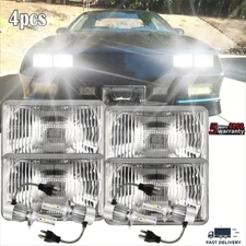 4PCS For 82-92 Chevrolet Camaro 4x6" Square GLASS LED Headlights Hi-Lo Beams AAA