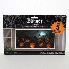 Halloween Banner Creepy Pumpkins 33 x 65 in indoor outdoor 5 long plastic