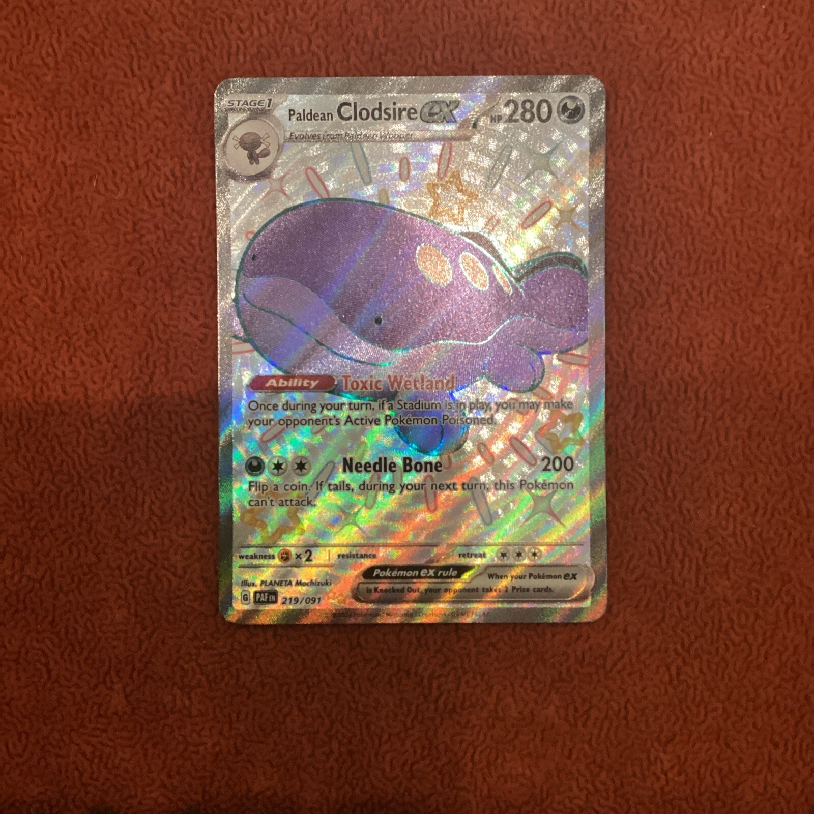 PALDEAN CLODSIRE EX 219/091 PALDEAN FATES POKEMON SPECIAL ILLUSTRATION RARE NM