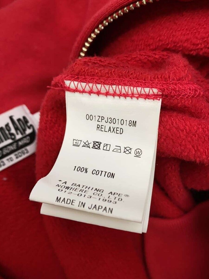 A BATHING APE Zip Hoodie cotton red S Used eBay